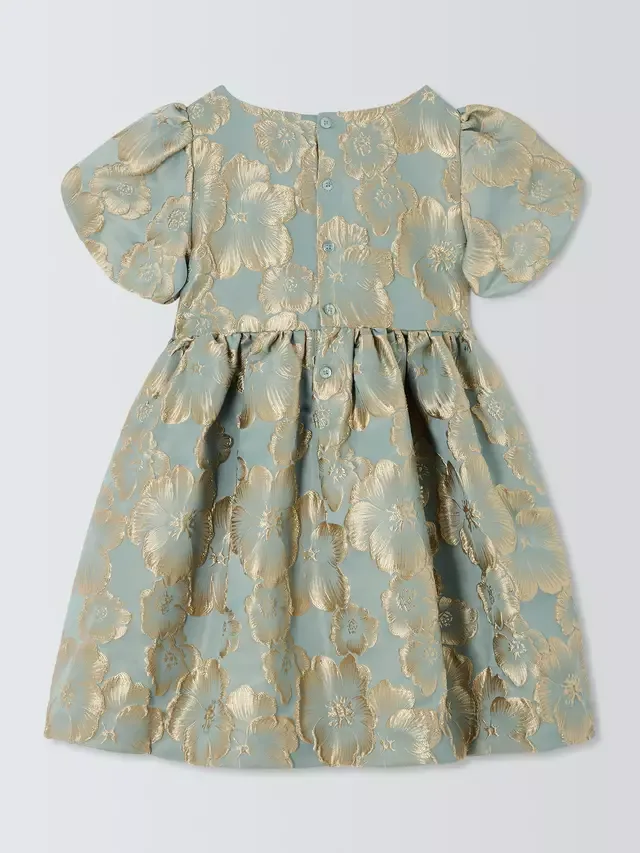 Детское расклешенное вечернее платье из жаккарда, синее John Lewis Heirloom Collection — фото 4