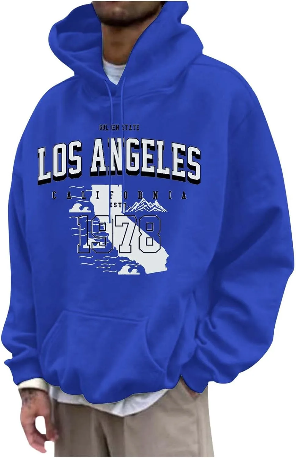 

Графический худи Los Angeles для мужчин, оверсайз, с длинными рукавами и карманом