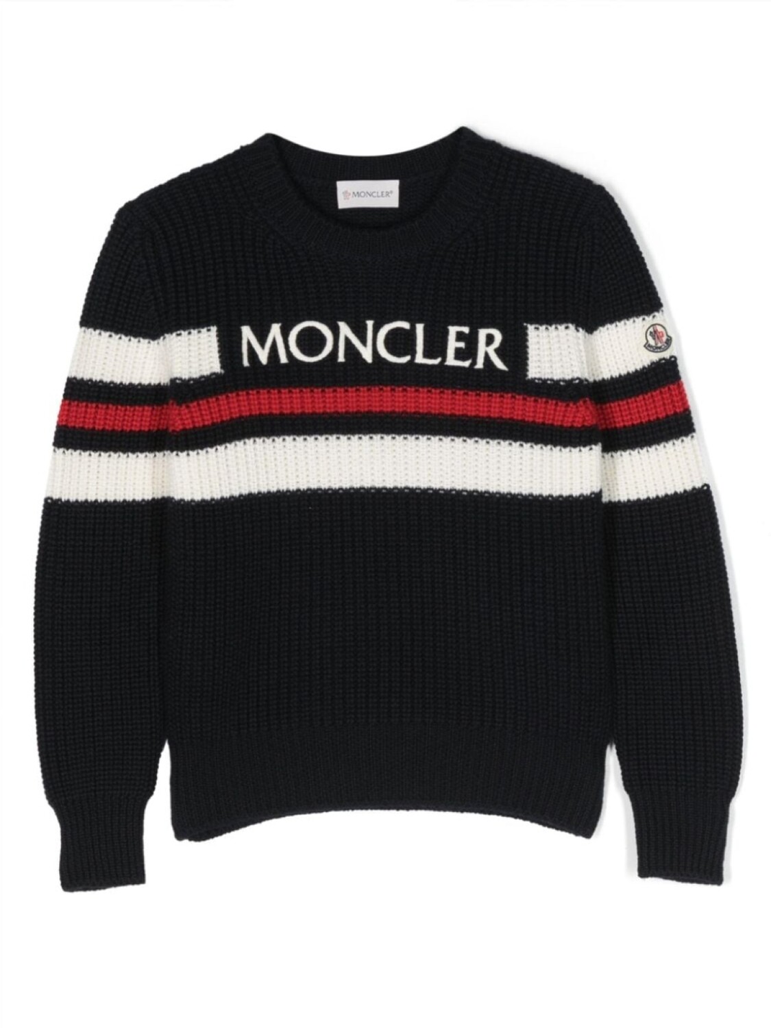 

Moncler Enfant джемпер вязки интарсия с логотипом, синий