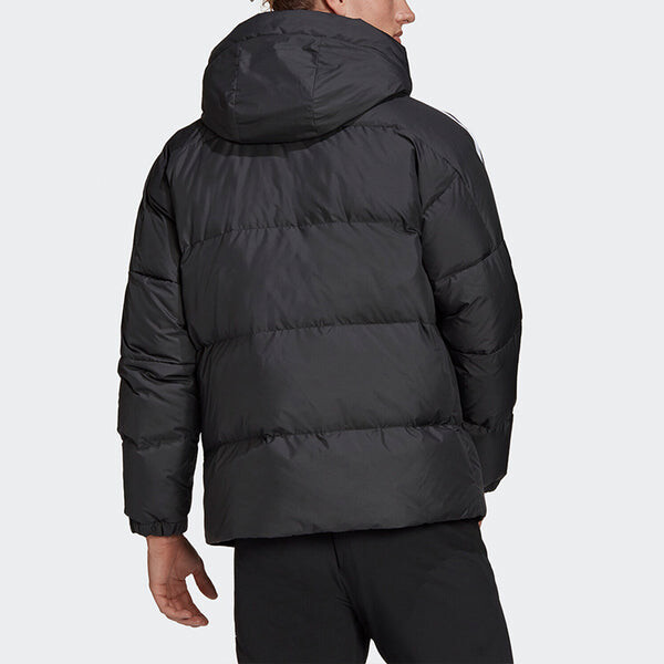 Пуховик adidas 3st Puff Down J Stay Warm Sports hooded down Jacket Black, черный — фото 4