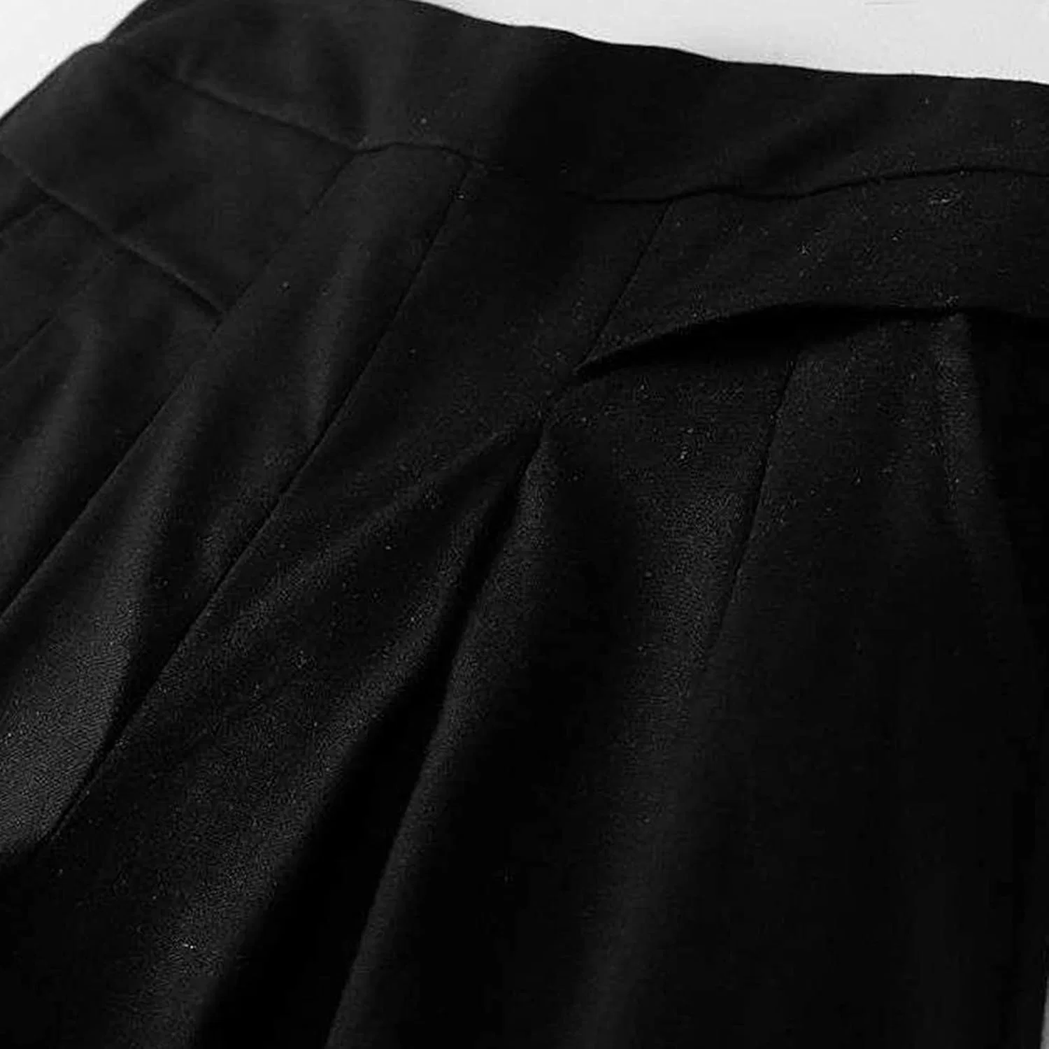 Generic Женские кюлоты Cotton Linen широкие палаццо с эластичной талией, прямые черные брюки капри — фото 4