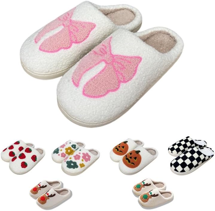 

Ретро-тапочки с пушистым лицом для женщин и мужчин, милые желтые домашние тапочки с изображением лица от The Label для дома и улицы, розовые/белые/черные/синие Lezirtoi