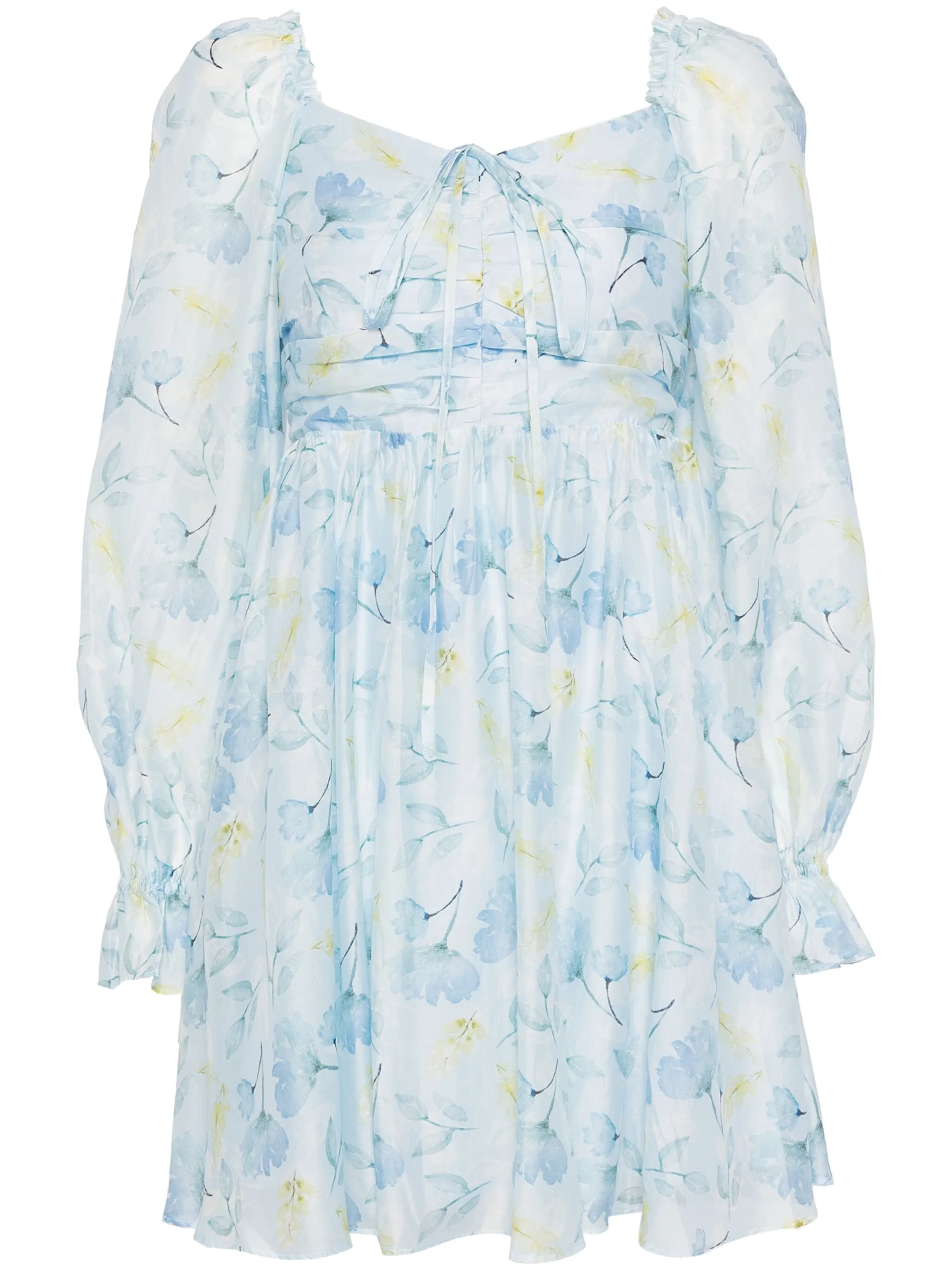 

Платье мини с цветочным принтом и складками B+Ab, синий