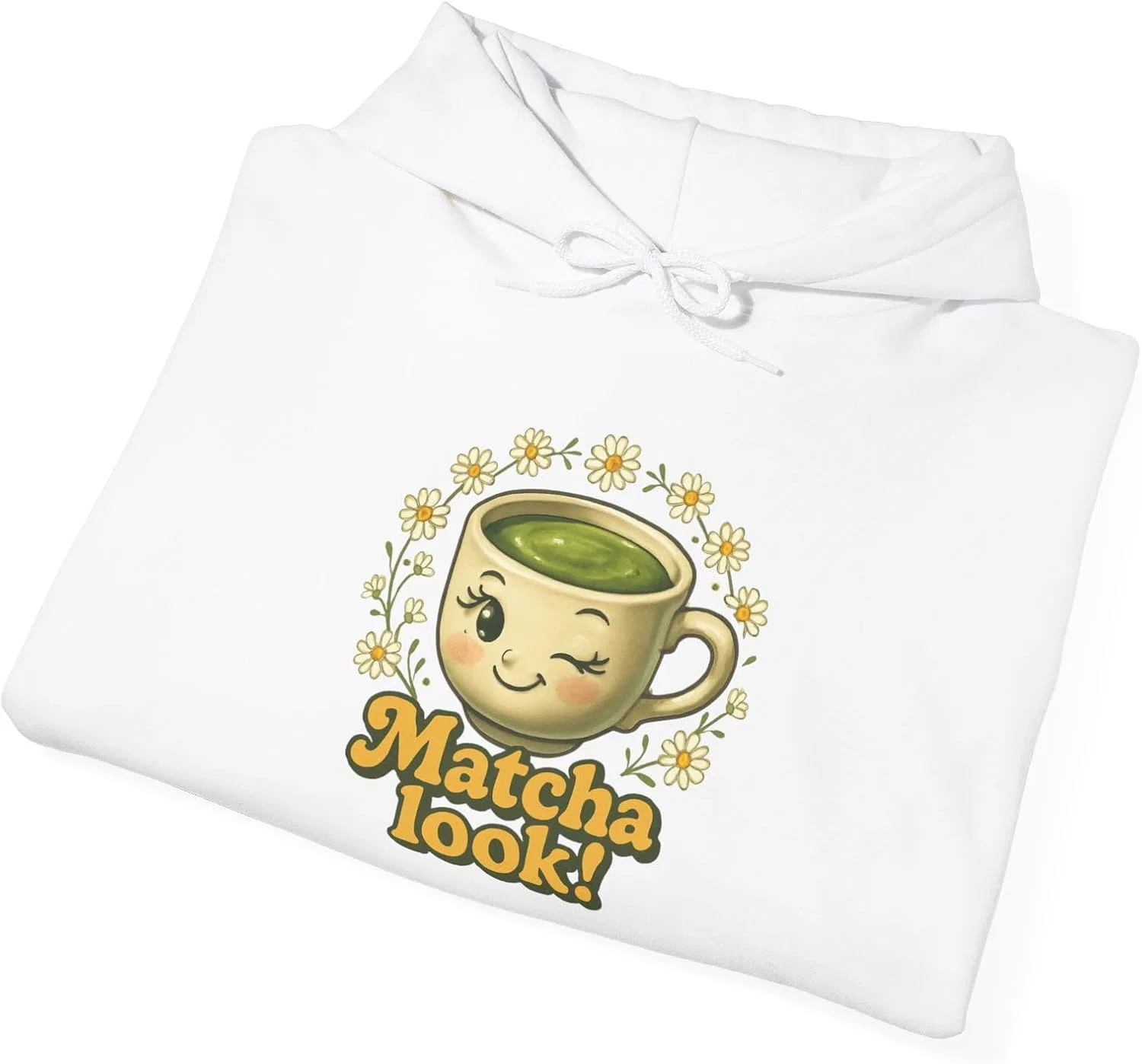 Худи женское с принтом Matcha Look, GENERIC, белый — фото 4