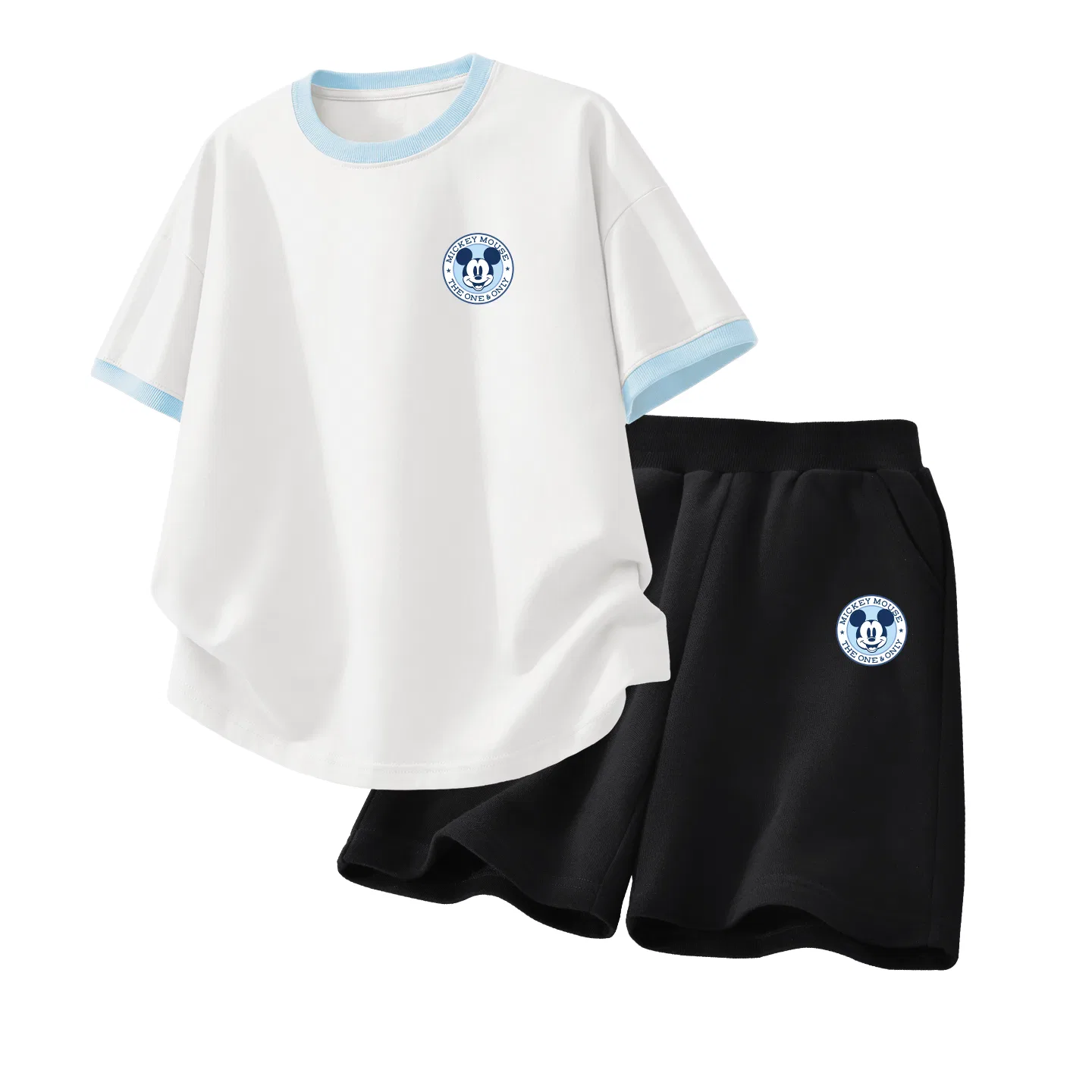Детский спортивный костюм Casual Sportswear 2 Piece Set Disney, Disney Round Logo Mickey Mouse K Cream Blue+Disney Round Logo Mickey Mouse K Black