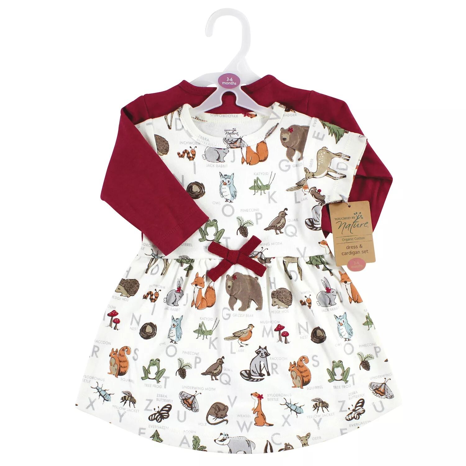 Платье и кардиган из органического хлопка для девочек Touched by Nature, Woodland Alphabet Touched by Nature