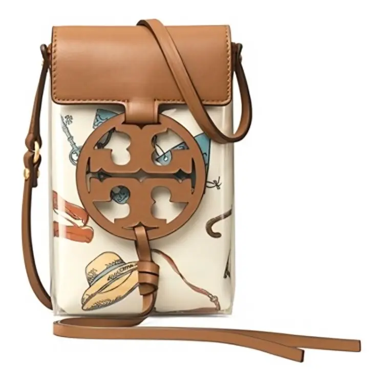 

TORY BURCH Кожаный чехол для телефона мини женский белый коньяк