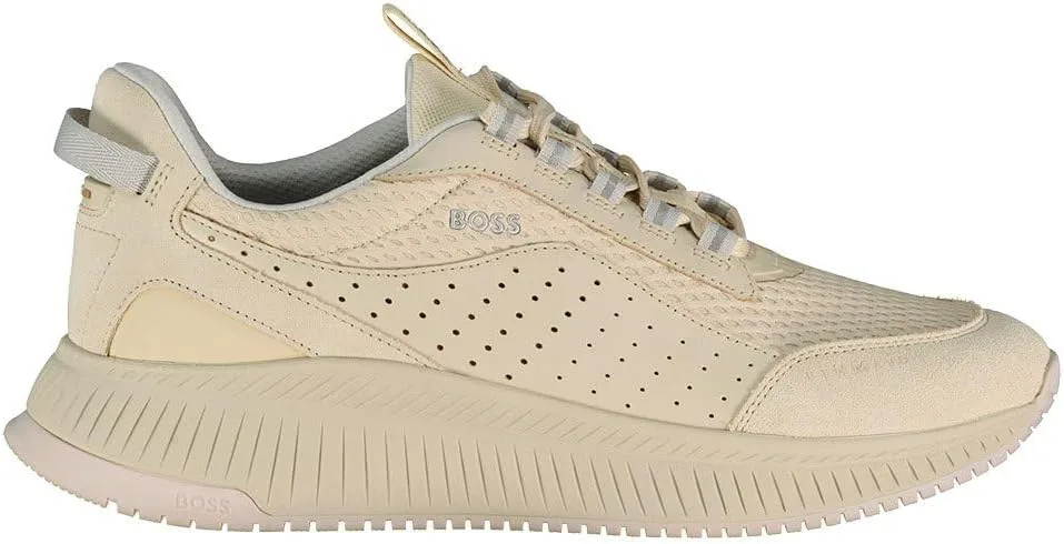 Мужские кроссовки BOSS TTNM EVO Runn TTNM EVO из замши, кожи и сетки с подошвой в елочку, белый — фото 2
