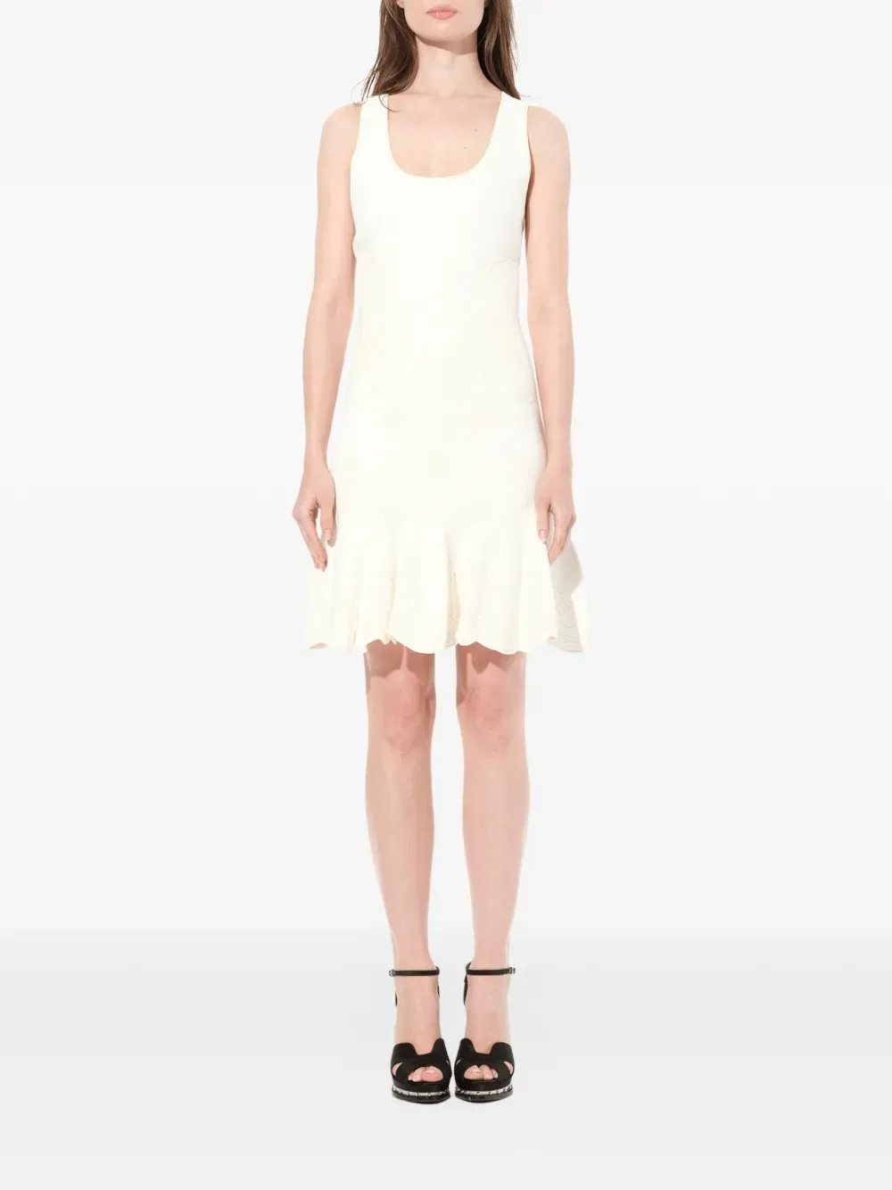 Мини-Платье с вышивкой ракушками Alexander Mcqueen, белый