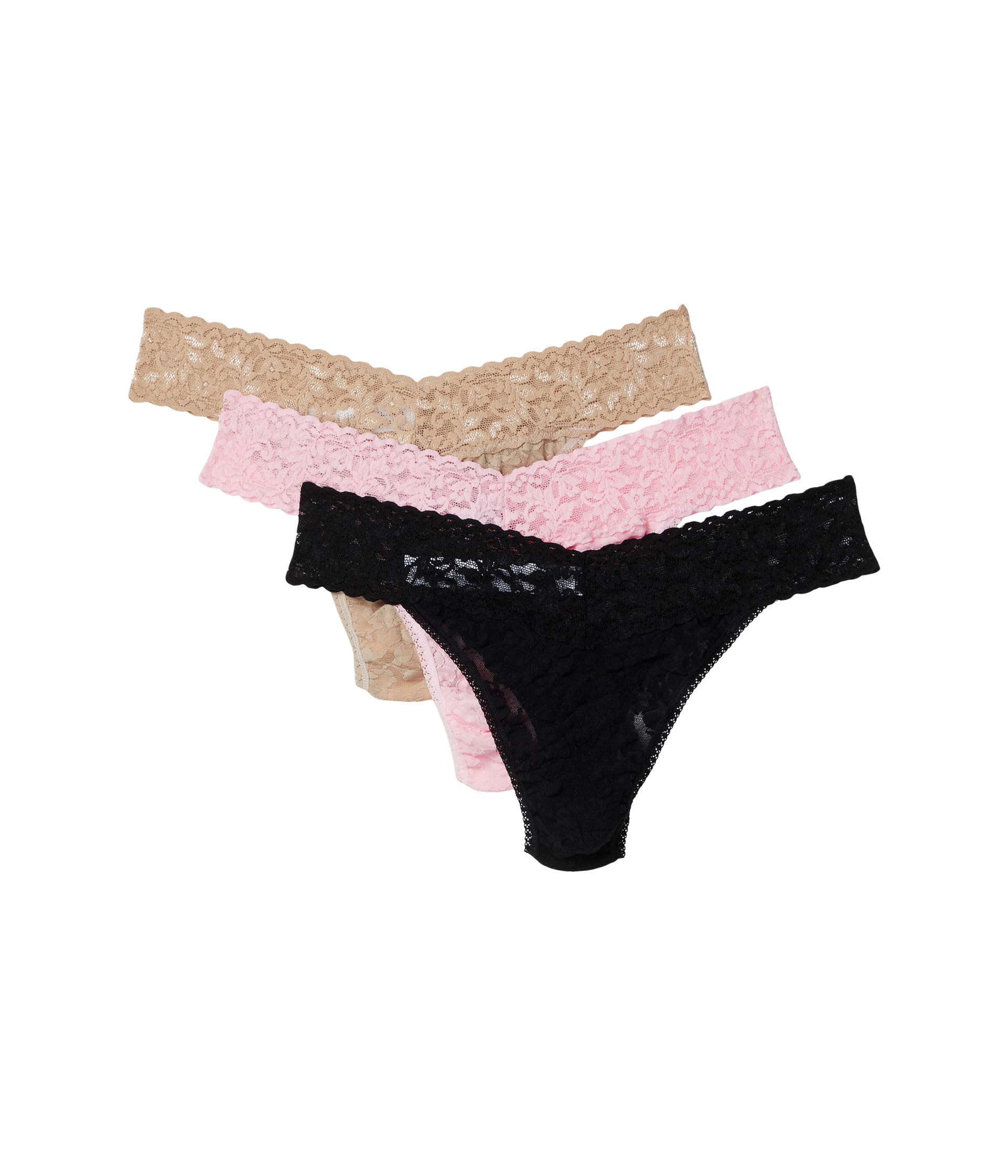 

Стринги Hanky Panky 3-Pack Original Rise Thong, цвет Black/Chai/Bliss