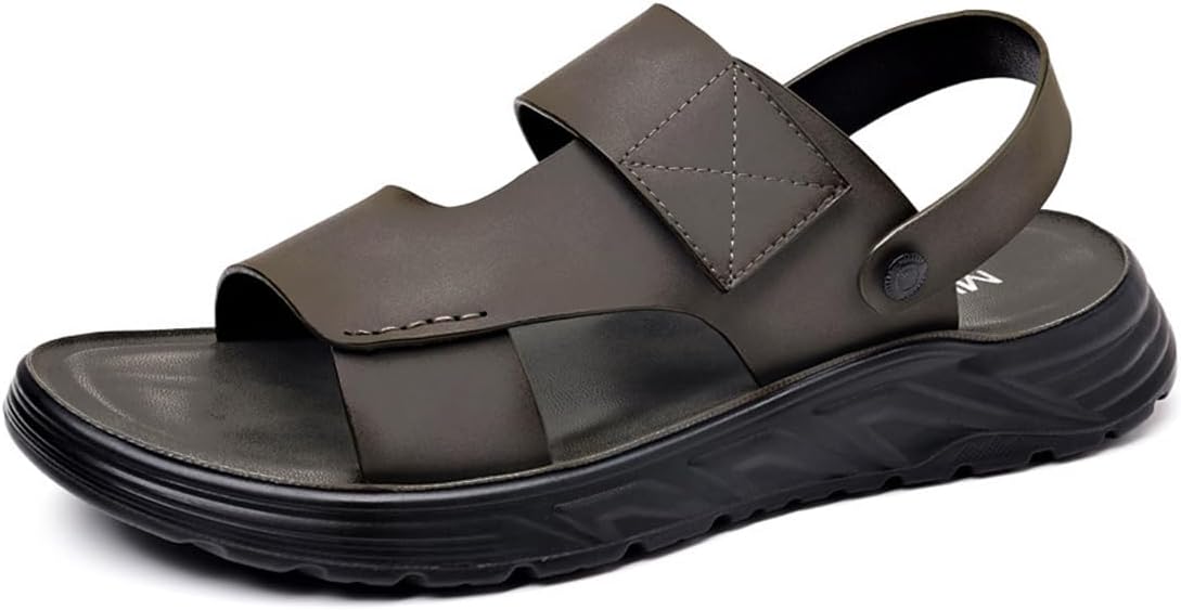 

Мужские повседневные кожаные сандалии Rojeam, сандалии для рыбалки с закрытым носком, летняя обувь, коричневый