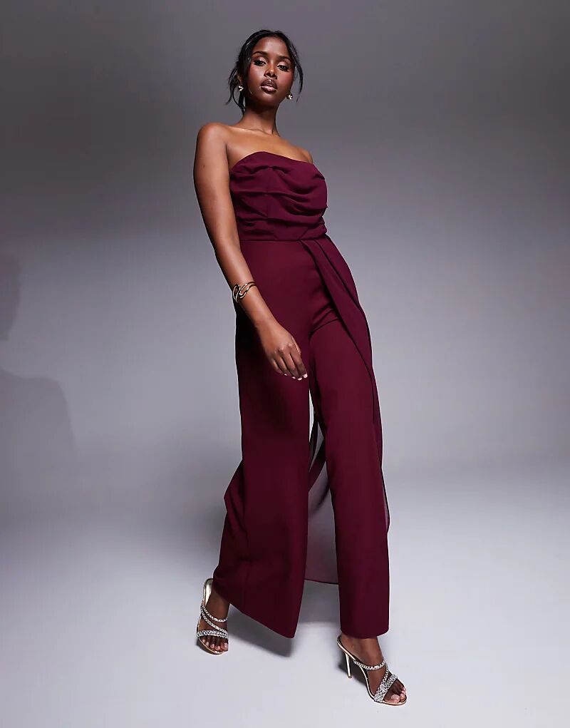 

Комбинезон-бандо из шифона ASOS DESIGN, приталенный, бордовый