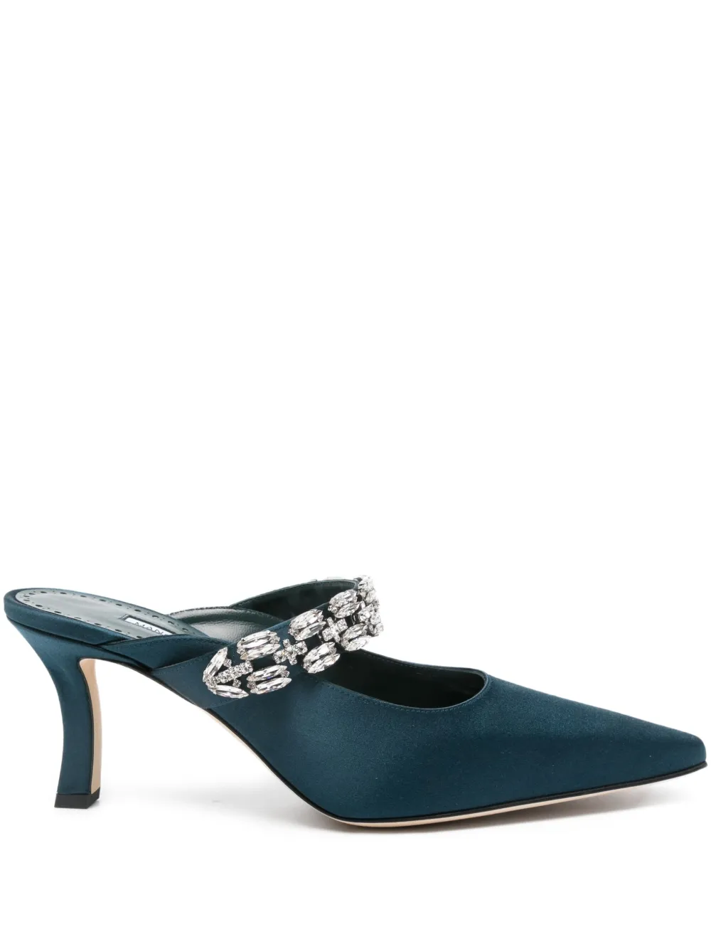 Атласные туфли-лодочки Tamolmu с кристаллами, каблук 70 мм Manolo Blahnik, синий
