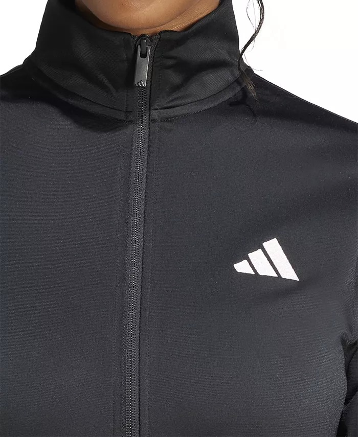 Женская трикотажная куртка Track Jacket с тремя полосками adidas, черный — фото 4