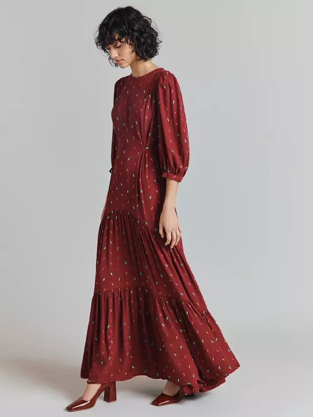 

Платье Ghost Lily Embroidered Crepe Maxi, бордовый