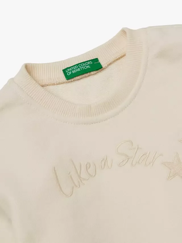 Детское флисовое платье-толстовка, белое Benetton — фото 3
