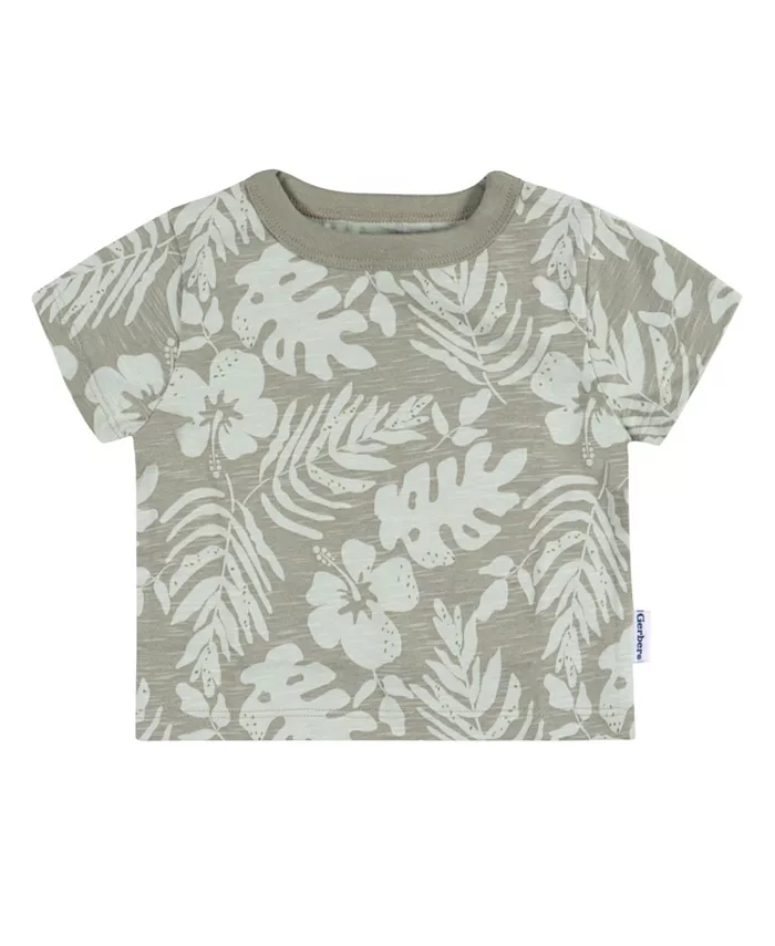 Мальчиковые шорты с тропическим принтом Toddler Boys Tropical Leaves Gerber, зеленый — фото 3