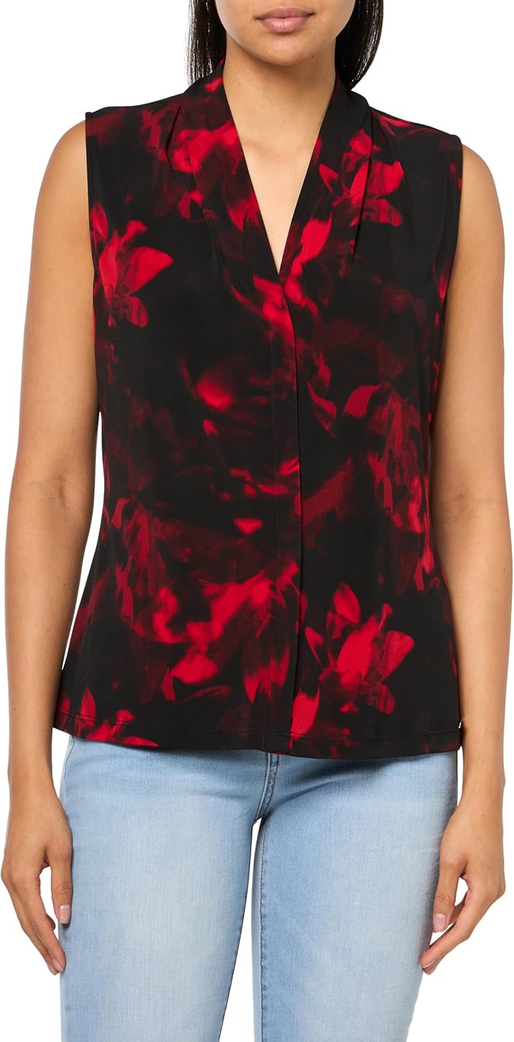 

Женская блузка без рукавов Calvin Klein с высоким воротом, Red Multi