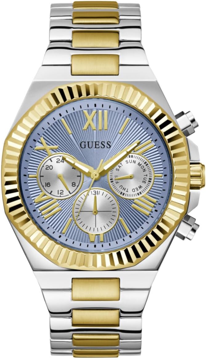 

GUESS мужские часы 44 мм - браслет Two Tone, синий циферблат, корпус Two Tone, Двухцветный, GUESS мужские часы 44 мм - браслет Two Tone, синий циферблат, корпус Two Tone