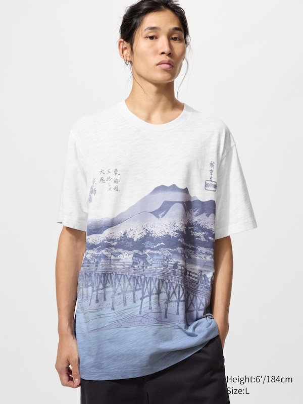Футболка Uniqlo Ukiyo-e Blue UT (Short Sleeve Graphic), 01 off white
