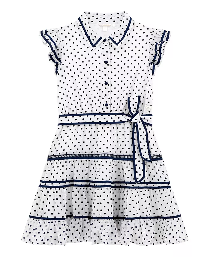 

Платье с коротким рукавом и поясом из шифона Big Girl GUESS, синий