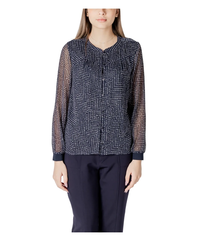 

Блузка в синий горошек на пуговицах Street One, синий