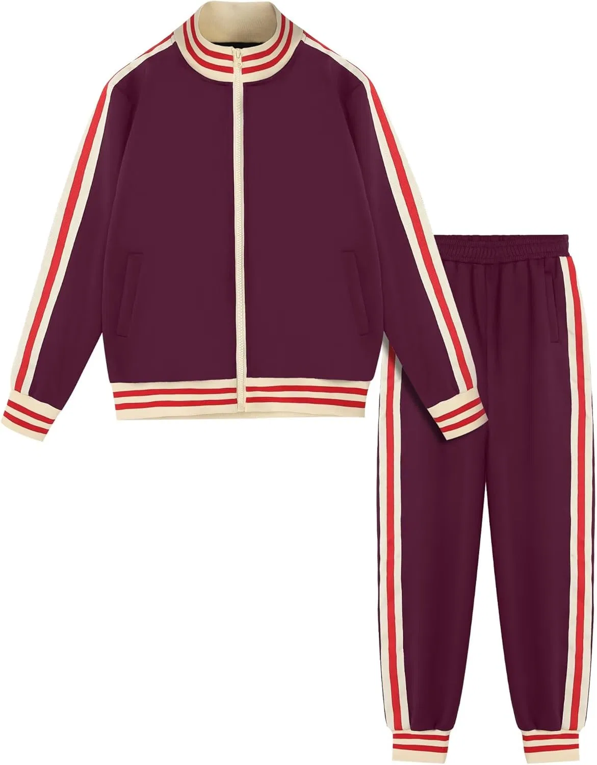 Детский спортивный костюм с молнией BPXOEO, 2 предмета, Wine Red