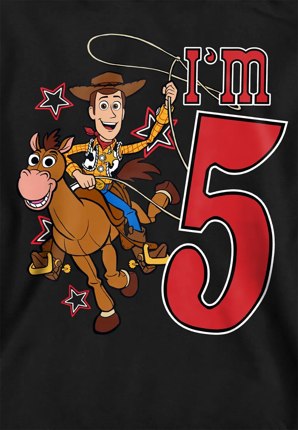 Детская худи Toy Story Woody I'M 5, черная, Disney, черный — фото 2