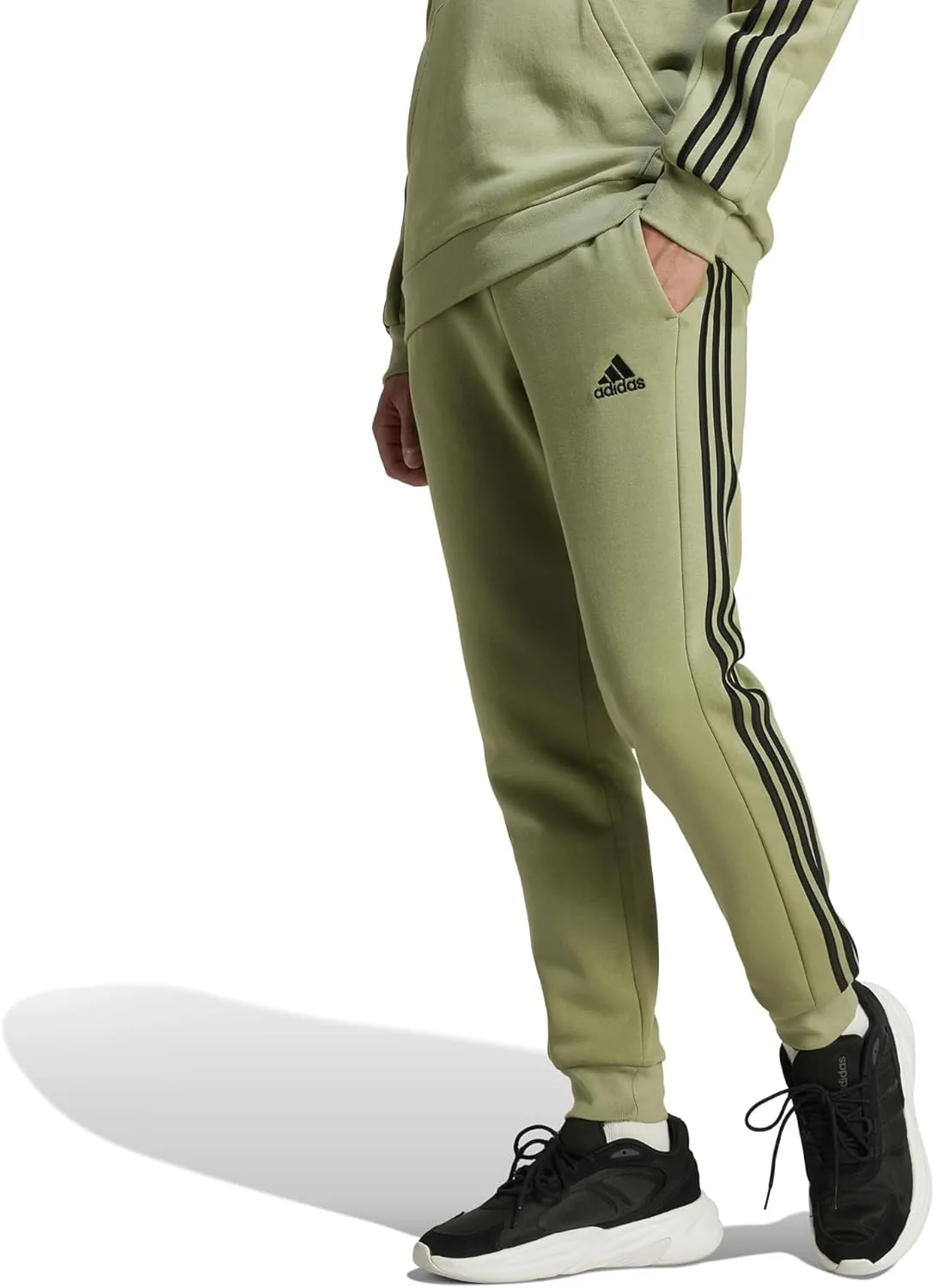 Мужские спортивные брюки Adidas Essentials из флиса в полоску, тренировочные, повседневные - синие
