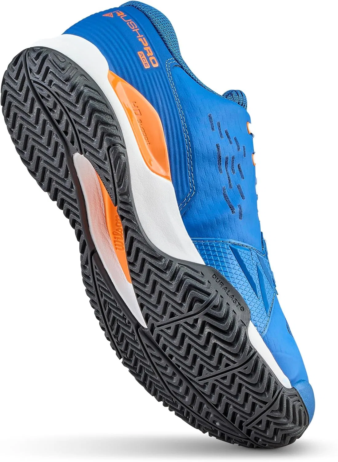 Кроссовки для тенниса Wilson Rush Pro Ace Junior, цвет Deja Vu Blue/Orange Tiger/White — фото 4