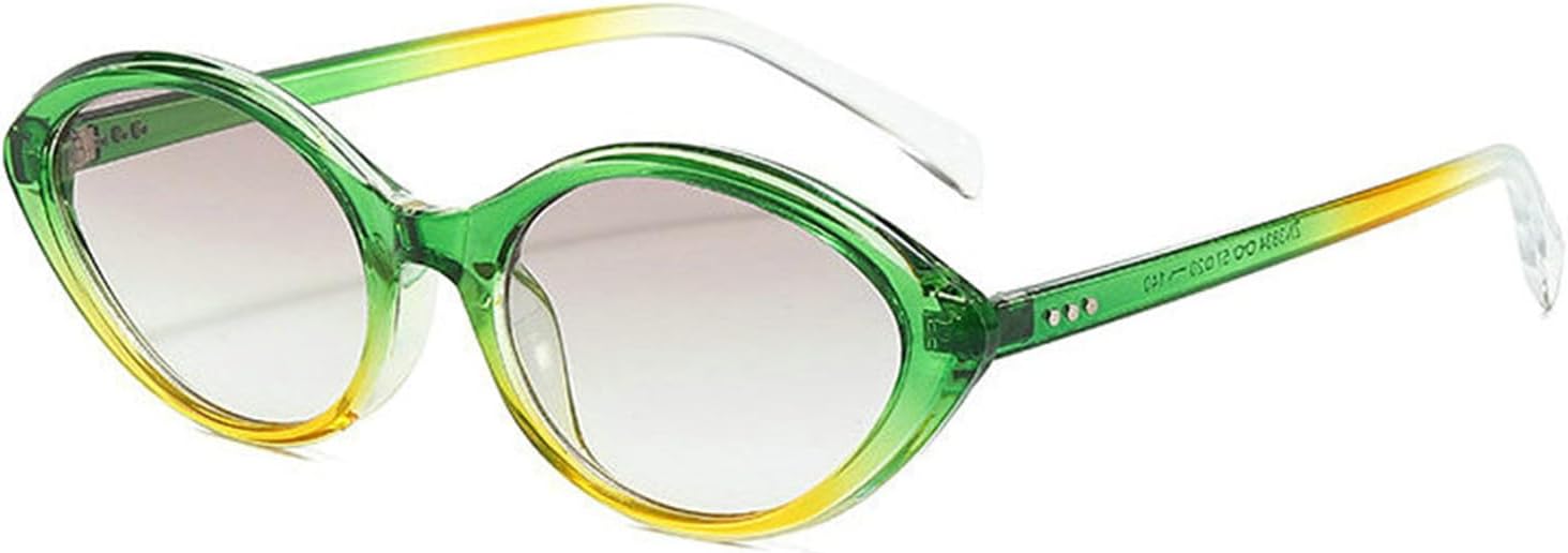 

Willochra Популярные модные маленькие овальные солнцезащитные очки для женщин UV400 Винтажные панк-очки для мужчин с заклепками Модные солнцезащитные очки «кошачий глаз» F25, Green