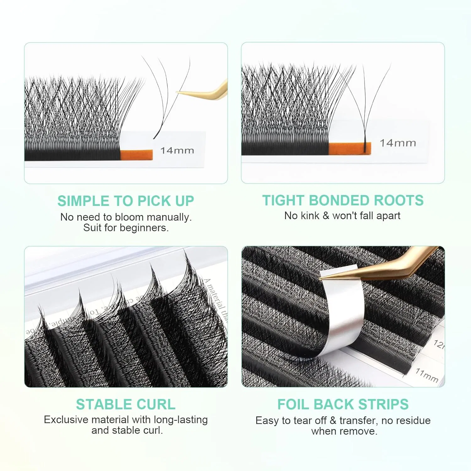 Набор накладных ресниц «3D W Eyelashes» от NAGARAKU Nagaraku, 0.07 C (Total 5 Trays) 8-12 Mm Mix — фото 4