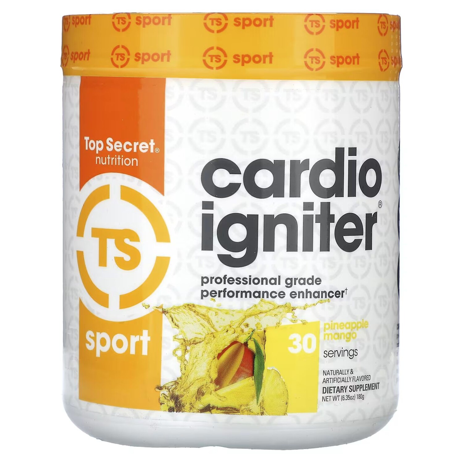 

Sport, Cardio Igniter, Усилитель производительности профессионального уровня, ананас и манго, 6,35 унции (180 г) Top Secret Nutrition