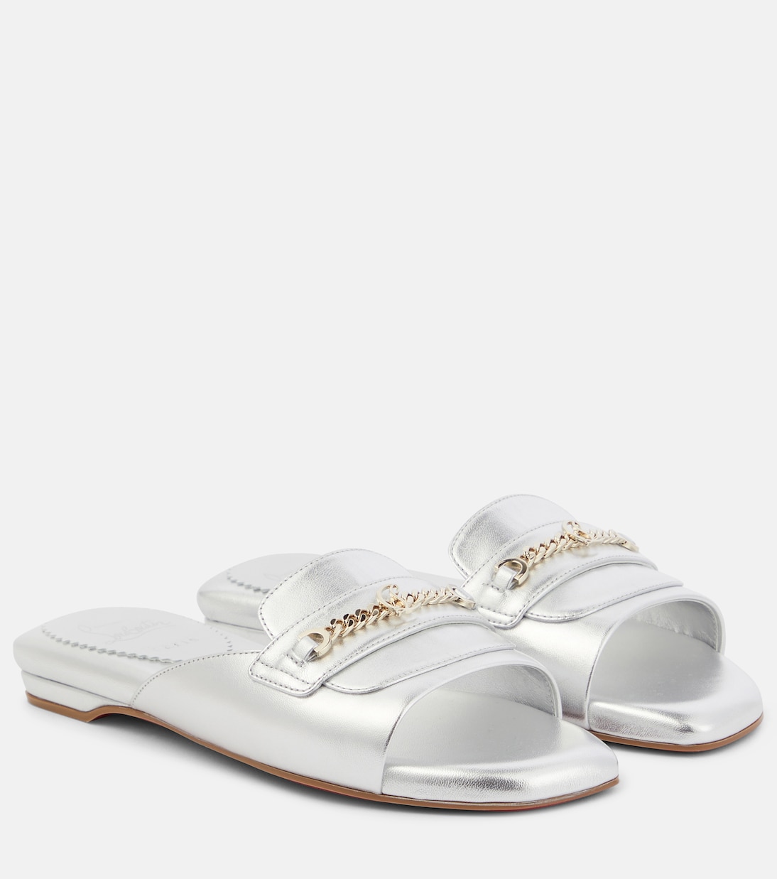 Miss MJ мюли из металлизированной кожи Christian Louboutin, Silver/Lin Silver