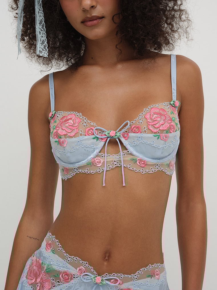 

Винтажный бюстгальтер с розовыми люверсами For Love & Lemons, розовый