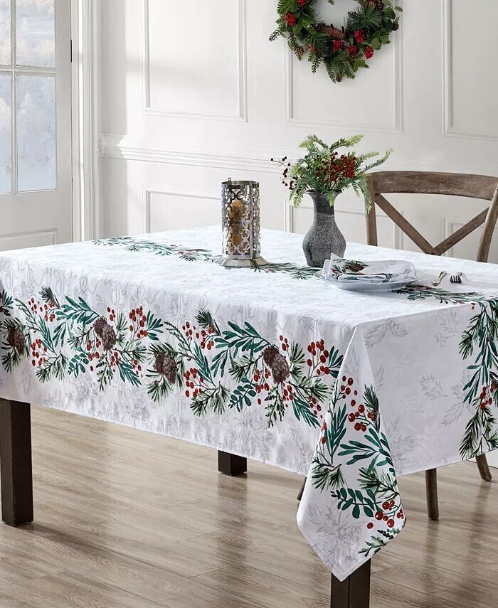 

Прямоугольная скатерть Holly Berry Flourish Holiday из ткани, 102 x 60 дюймов Elrene, мультиколор