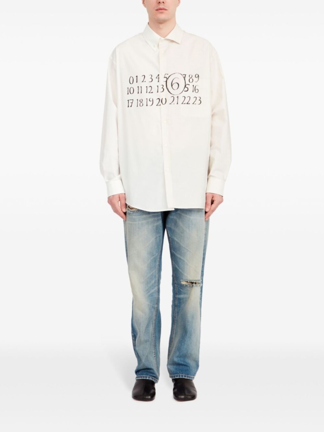 Асимметричная хлопковая рубашка MM6 Maison Margiela, нейтральный цвет — фото 2