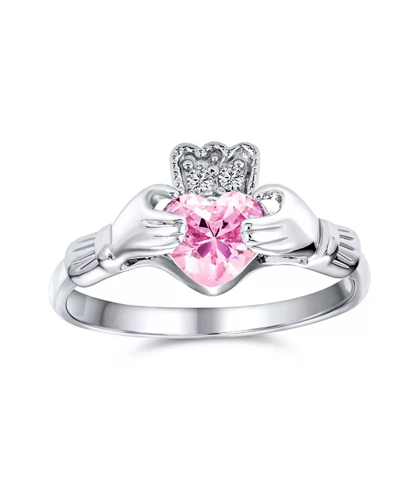 

Кольцо с изображением сестры женского студенческого общества, лучшей подруги, кельтского ирландского союза, с фианитами, короной и сердцем, кладдахское, стерлинговое серебро 925 пробы Bling Jewelry, pink