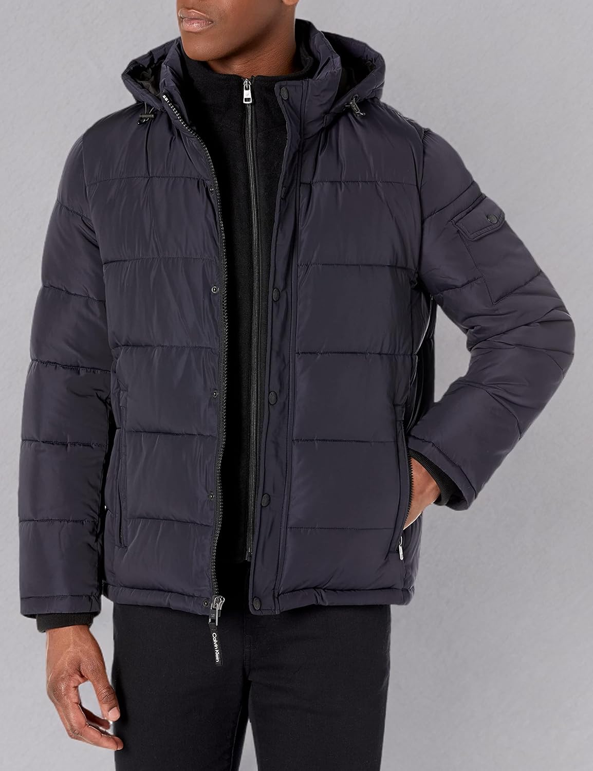 Мужская альтернативная пуховая куртка Calvin Klein с нагрудником, Polar Fleece True Navy — фото 3