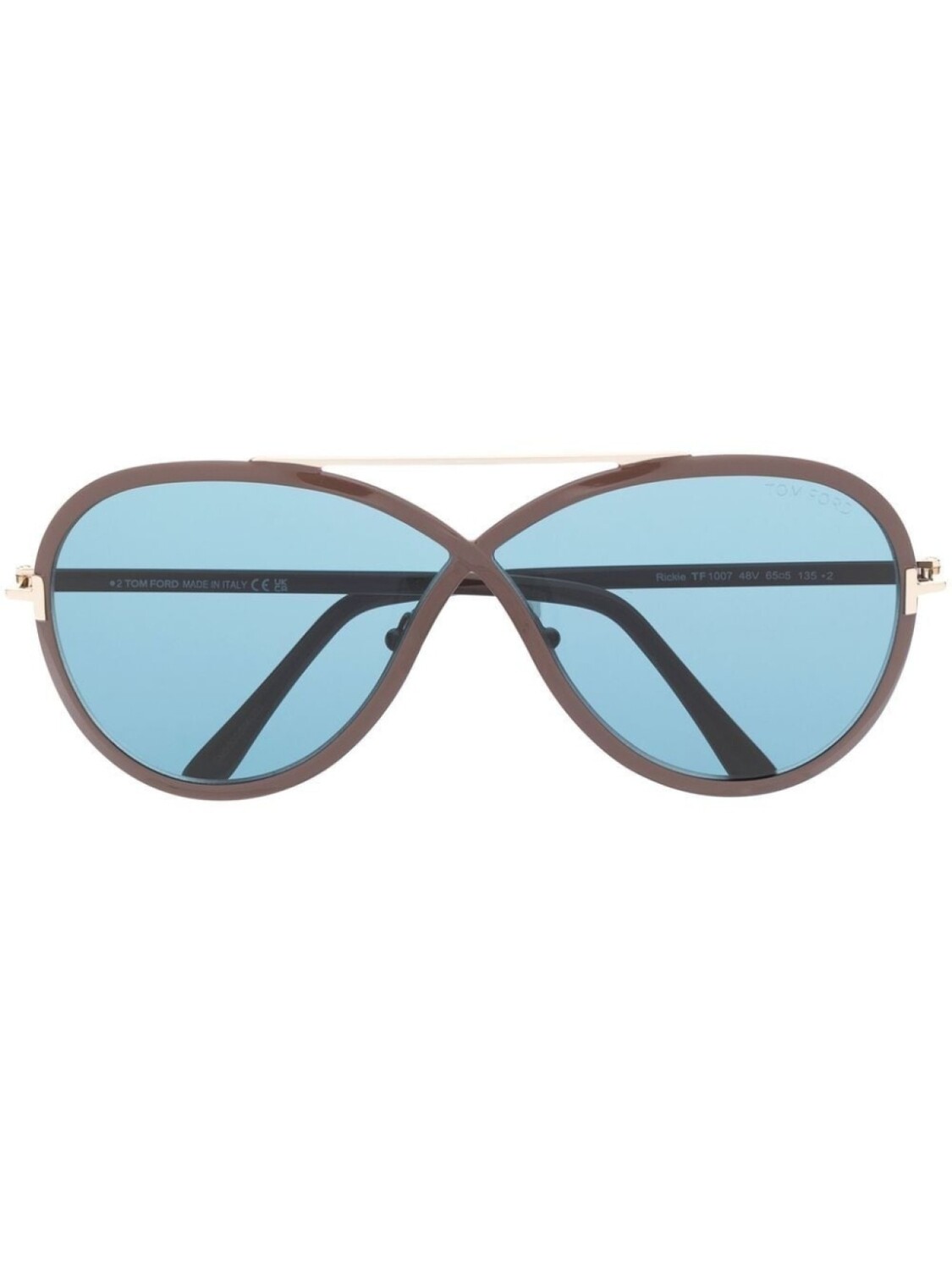 

TOM FORD Eyewear солнцезащитные очки Rickie в круглой оправе, коричневый