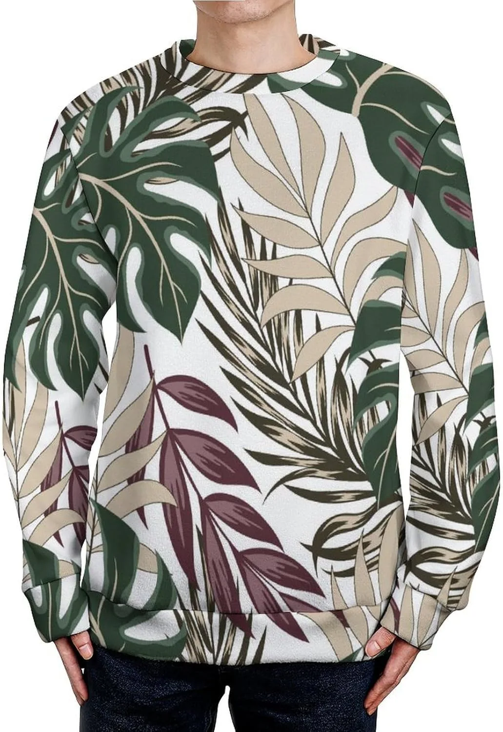 

Мужской свитер с круглым вырезом Tropical Plants Slim Fit TXCUTE