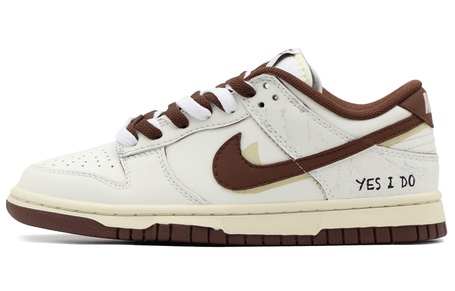 

Кроссовки Nike Dunk Skateboarding Shoes Women's Low-top White/Brown, слоновая кость