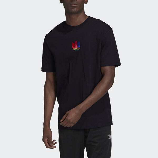 Футболка adidas originals 3d Trefoil Tee Casual Logo Round Neck Short Sleeve Black, черный — фото 3