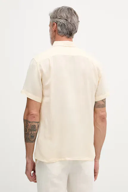 Рубашка мужская из льна Lacoste, желтый — фото 3