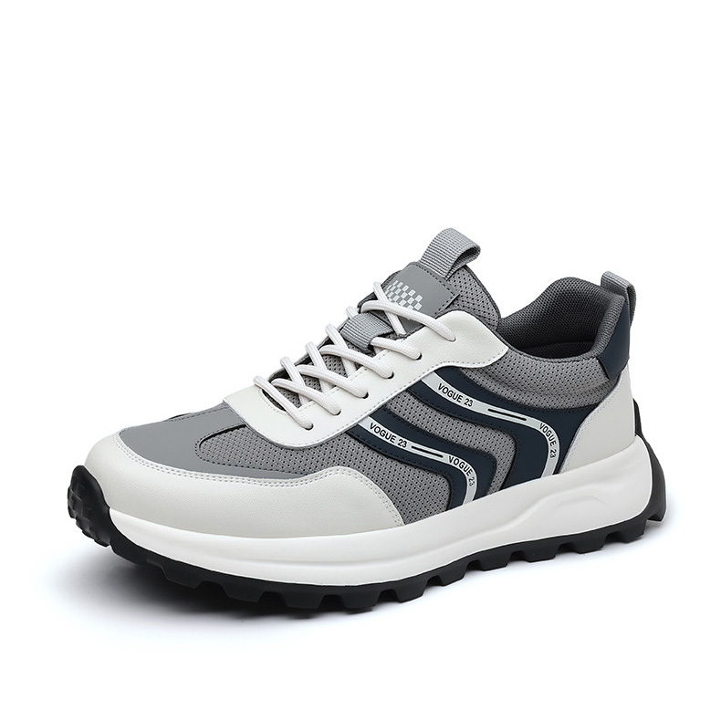 

Нескользящие, дышащие, увеличивающие рост низкие повседневные мужские туфли Devanro, White Gray