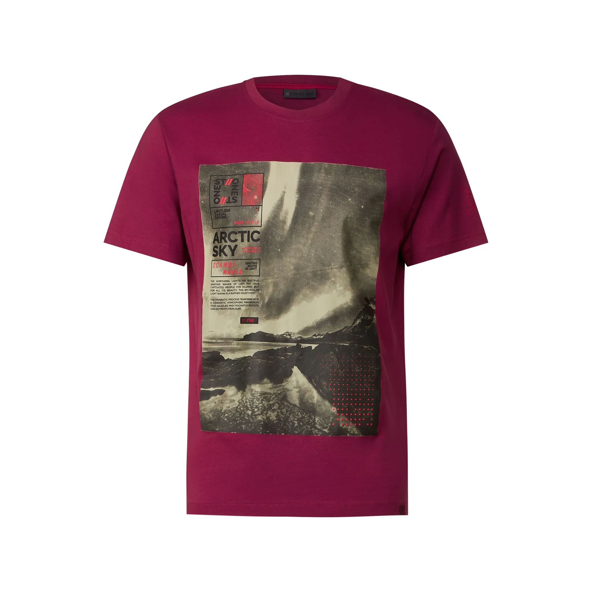 

Рубашка с принтом STREET ONE MEN, с круглым вырезом, цвет Sangria Red