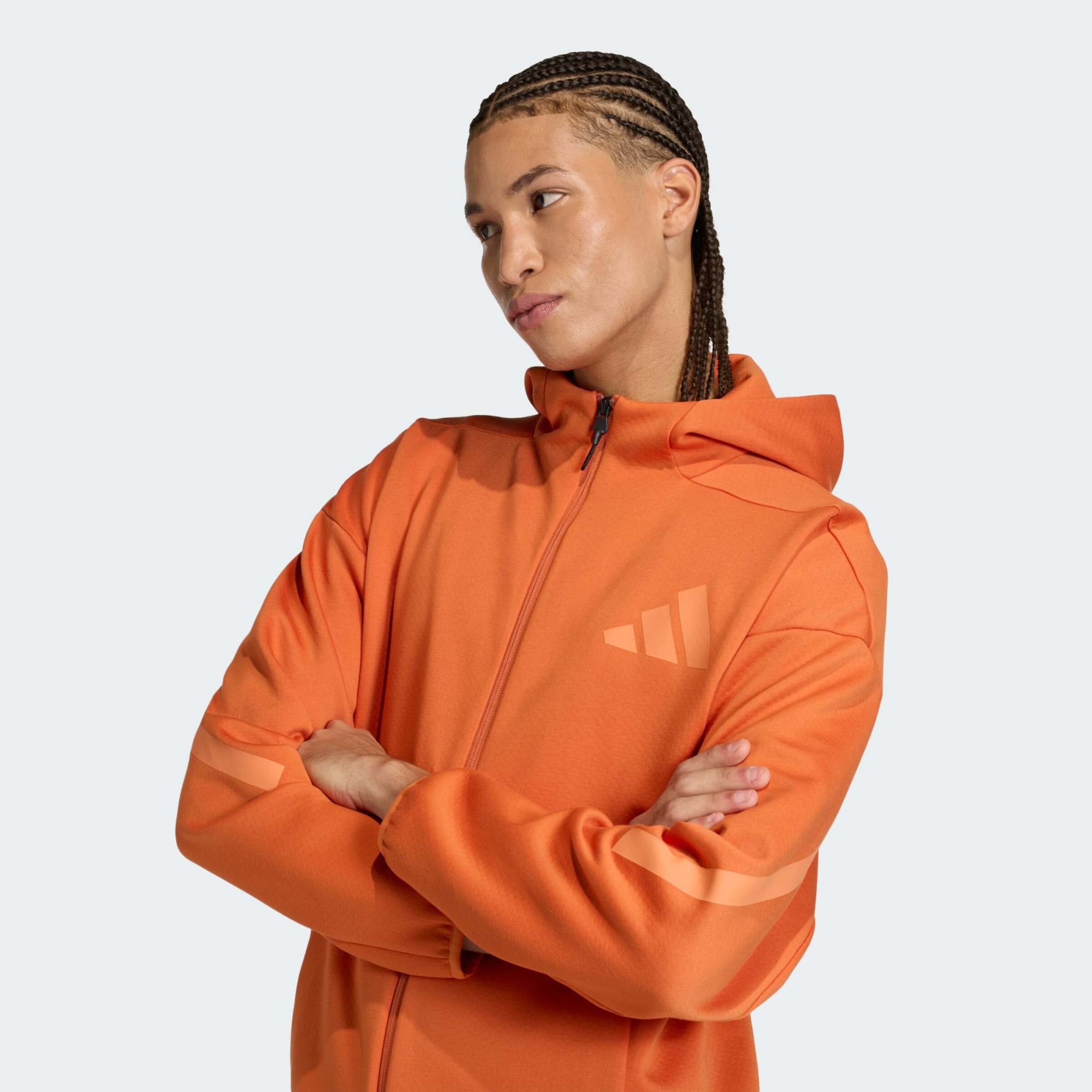Adidas Sportswear Спортивная толстовка с молнией 'Z.N.E.' в оранжевом цвете — фото 4