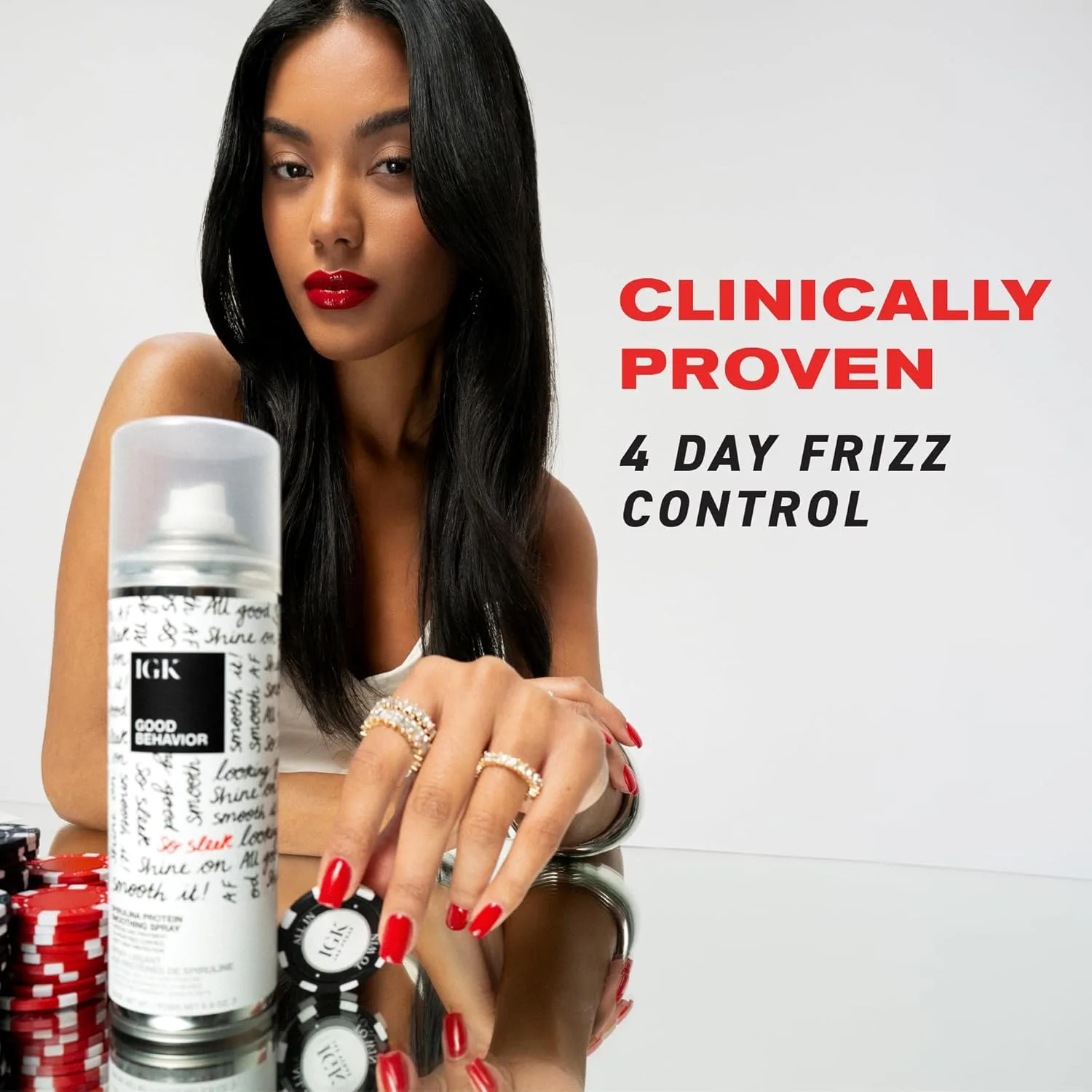 IGK Good Behavior Spirulina Protein Smoothing Spray, набор 2 шт - контроль завивки на 4 дня и защита от нагрева до 450°F, веганский и cruelty-free — фото 4
