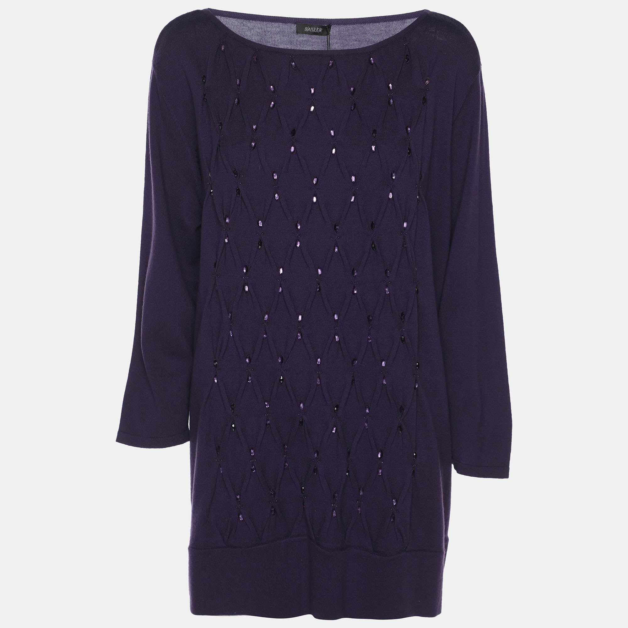 

Фиолетовый вязаный свитер Basler из эластичной ткани с ромбовидной кристаллической отделкой