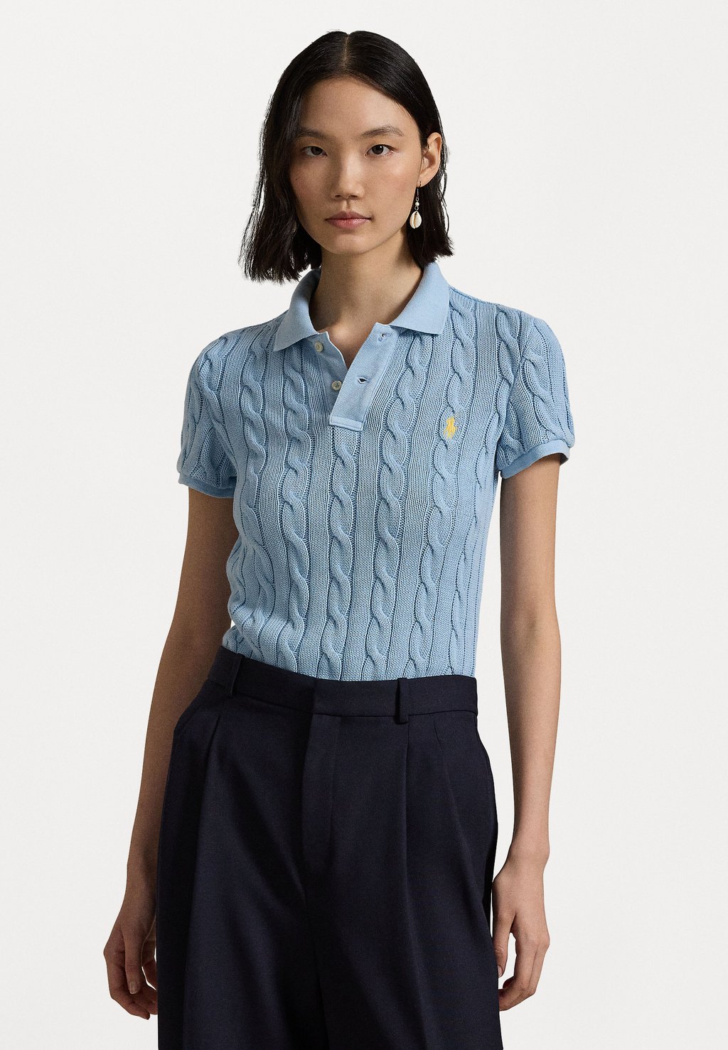 

Рубашка поло CABLE KNIT POLO SHIRT Polo Ralph Lauren, синий